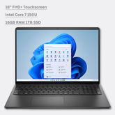 Dell 16 DC16250 Laptop - 16" FHD+ Touchscreen - Intel Core 7 150U - 16GB RAM - 1TB SSD - Windows 11 Home - Carbon Black Open Box