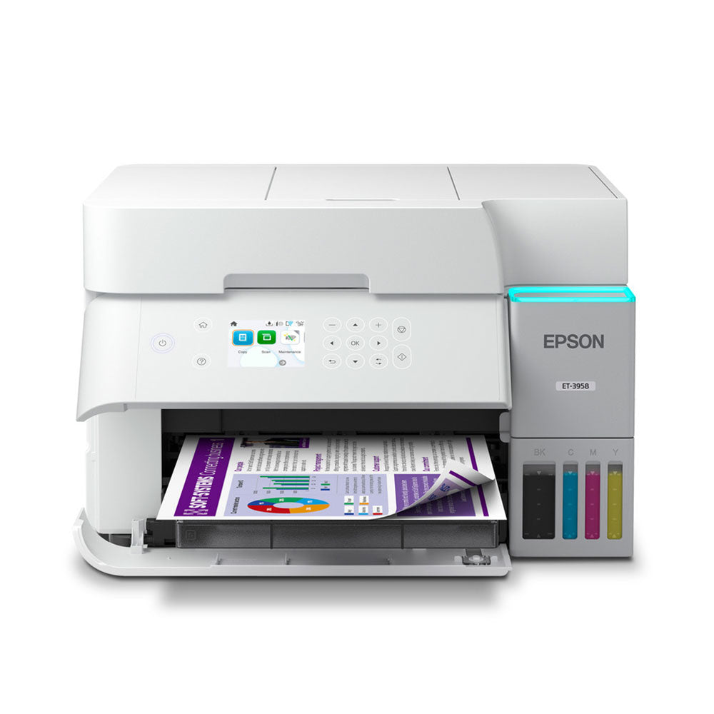 Epson EcoTank ET-3958 Wireless Color All-in-One Supertank Printer - Cartridge-Free Ink System - White Open Box