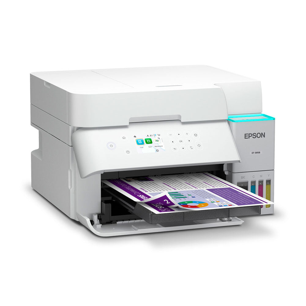 Epson EcoTank ET-3958 Wireless Color All-in-One Supertank Printer - Cartridge-Free Ink System - White Open Box