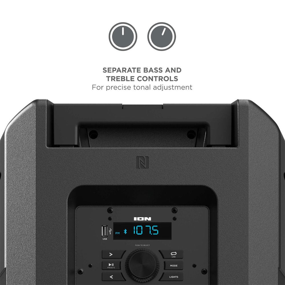 ION Total PA Extreme All-in-One - Bluetooth Speaker System - Multi-Color RGB Party Lights - Black Open Box