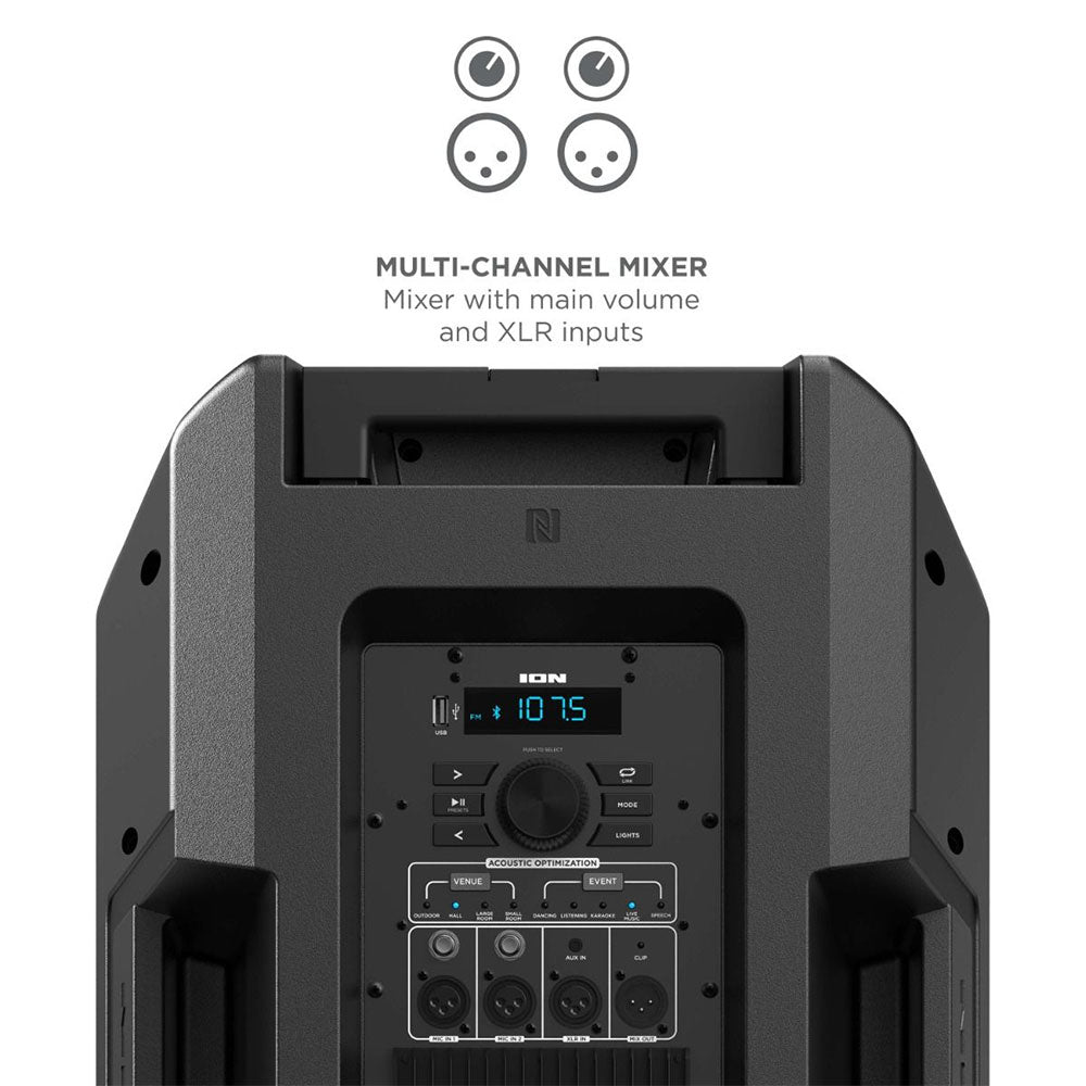 ION Total PA Extreme All-in-One - Bluetooth Speaker System - Multi-Color RGB Party Lights - Black Open Box