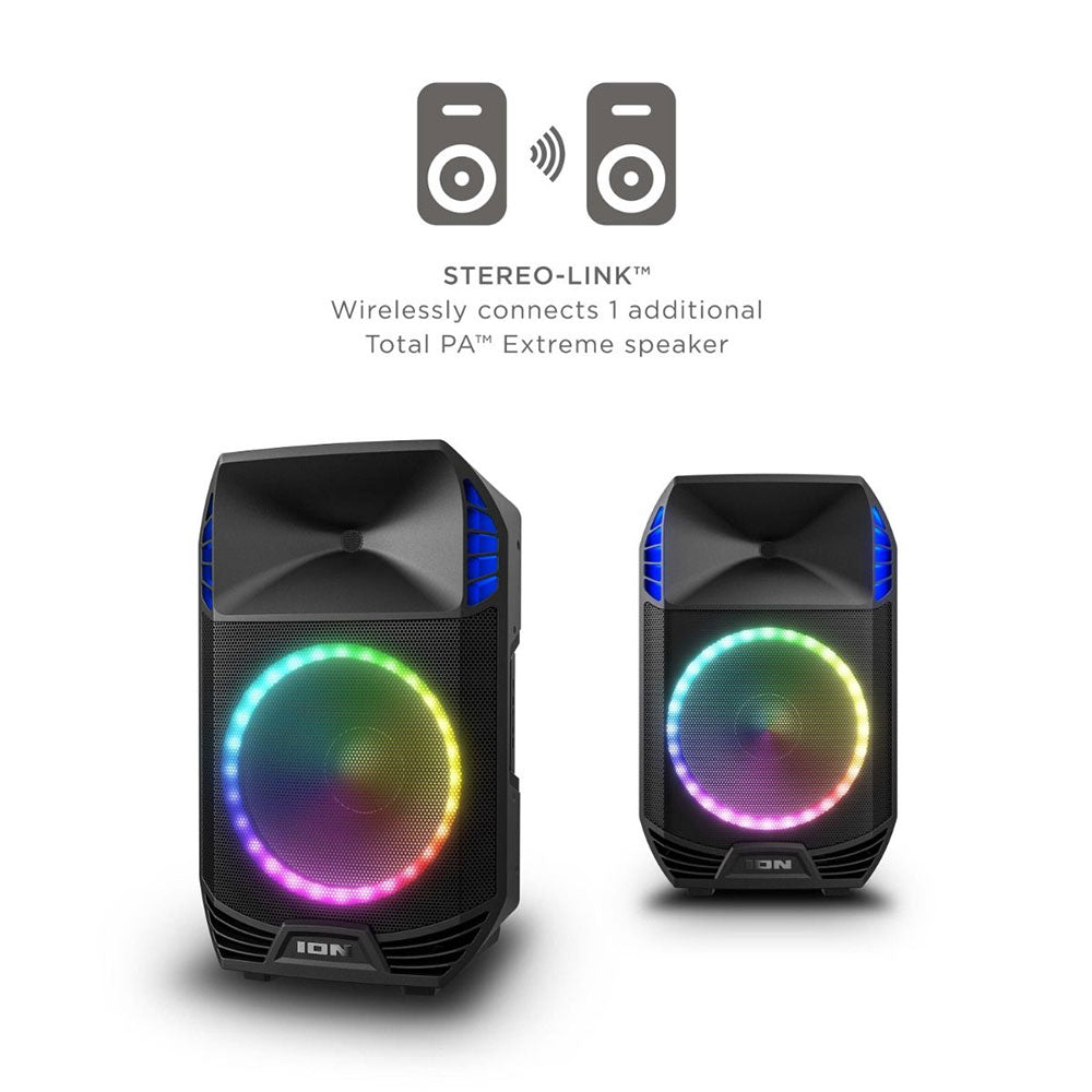 ION Total PA Extreme All-in-One - Bluetooth Speaker System - Multi-Color RGB Party Lights - Black Open Box