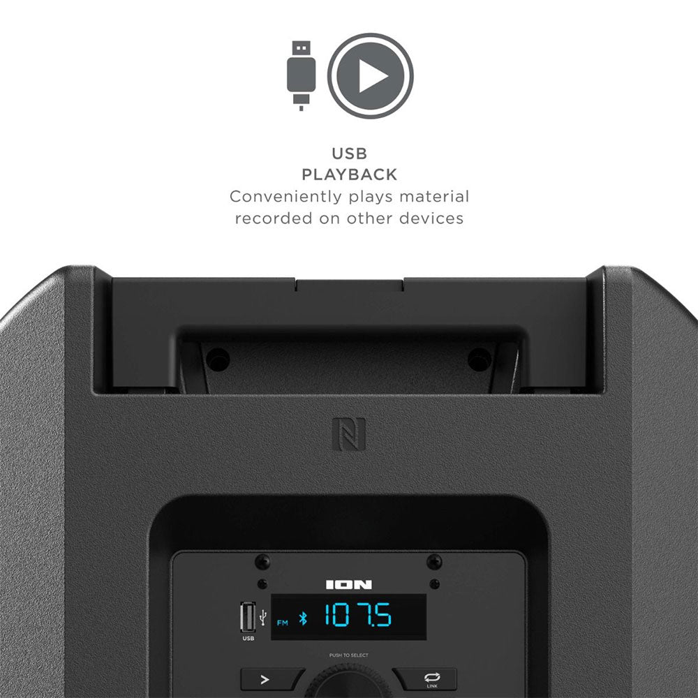 ION Total PA Extreme All-in-One - Bluetooth Speaker System - Multi-Color RGB Party Lights - Black Open Box