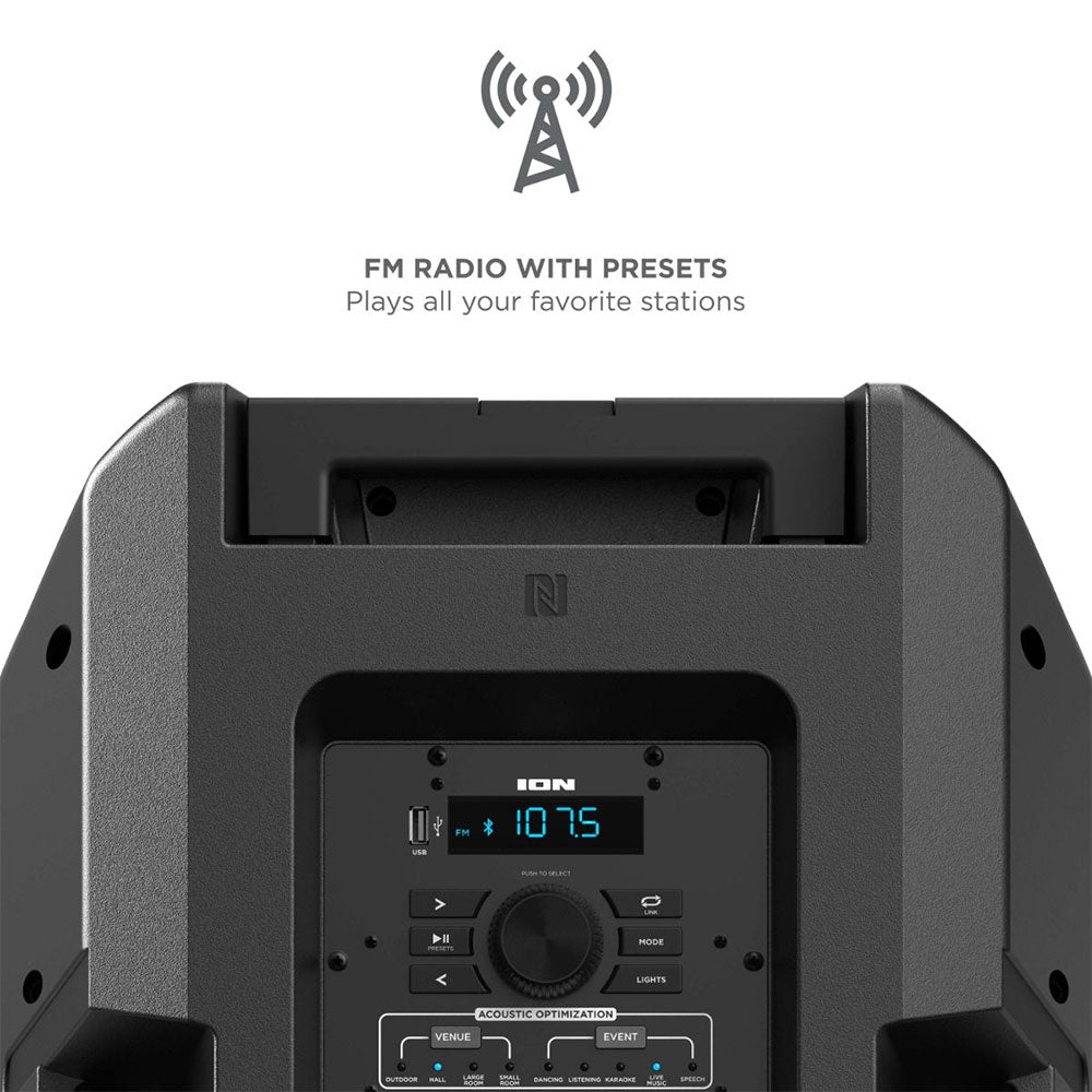 ION Total PA Extreme All-in-One - Bluetooth Speaker System - Multi-Color RGB Party Lights - Black Open Box