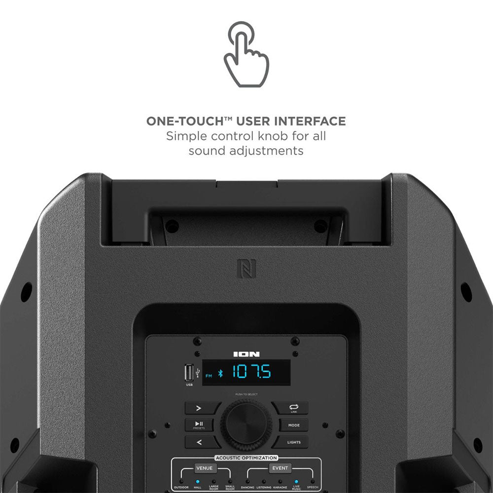 ION Total PA Extreme All-in-One - Bluetooth Speaker System - Multi-Color RGB Party Lights - Black Open Box