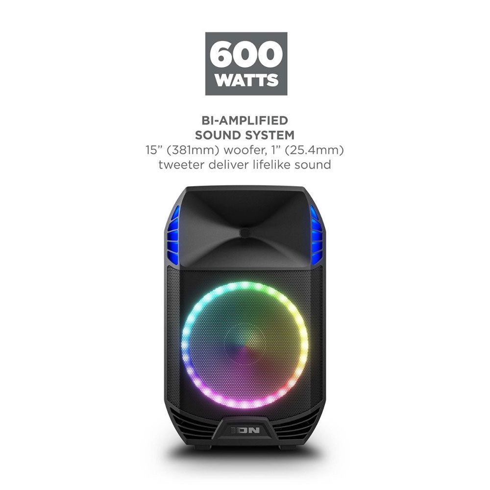 ION Total PA Extreme All-in-One - Bluetooth Speaker System - Multi-Color RGB Party Lights - Black Open Box