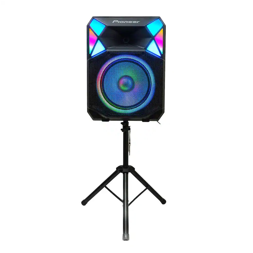 Pioneer PSX-615 Party Speaker - 700W - 15 Inch Woofer - Bluetooth - Auracast - RGB Party Lights - Includes Wireless Mic and Heavy-Duty Speaker Stand - Black Open Box